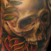 tattoo galleries/ - realistic skull with traditional rose